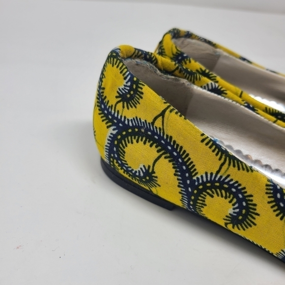 Shamilu | Women's Yellow & Blue Ankara Printed Flats (Size 40 or US Size 9.5) - Picture 2 of 15